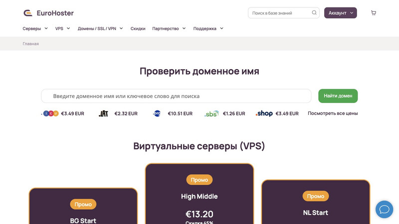 Сккриншот хостера