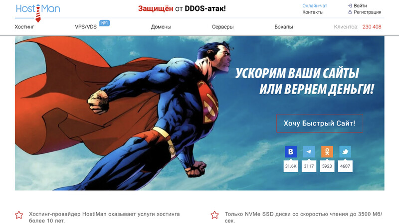 Сккриншот хостера