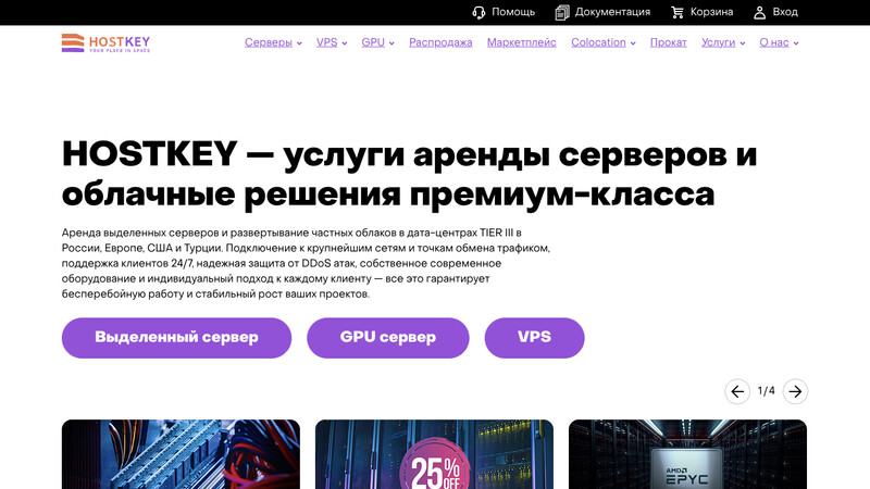 Сккриншот хостера