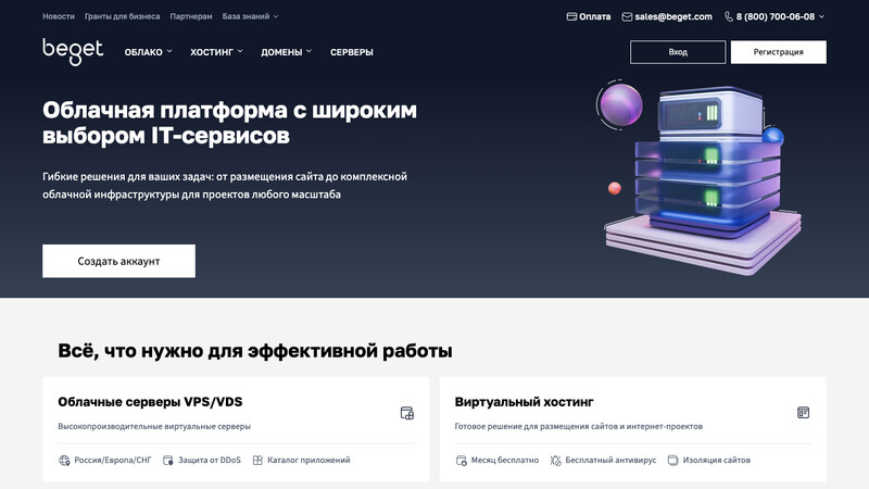 Сккриншот хостера