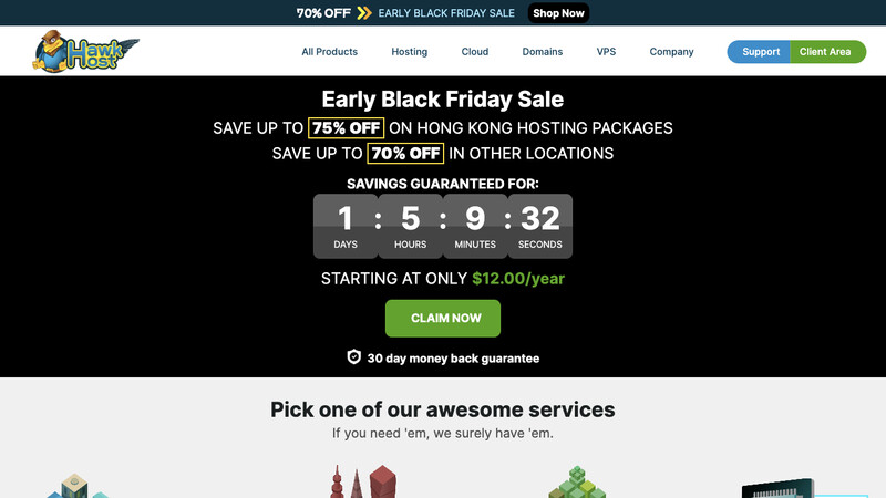 Сккриншот хостера