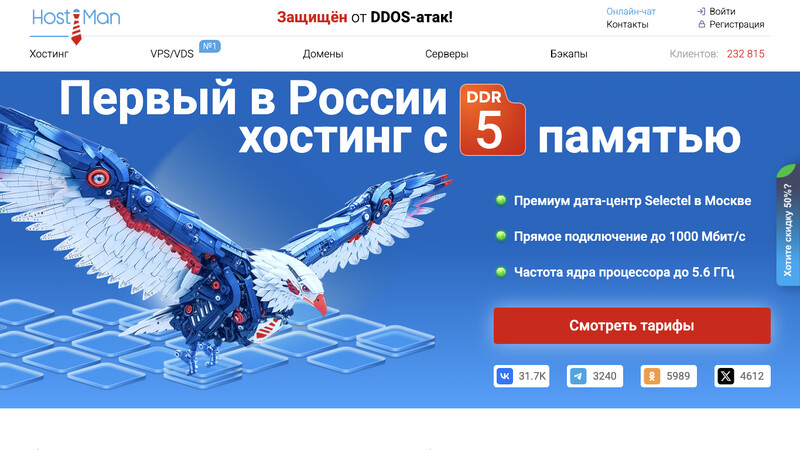 Сккриншот хостера