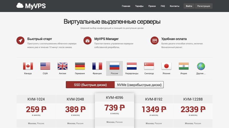 Сккриншот хостера