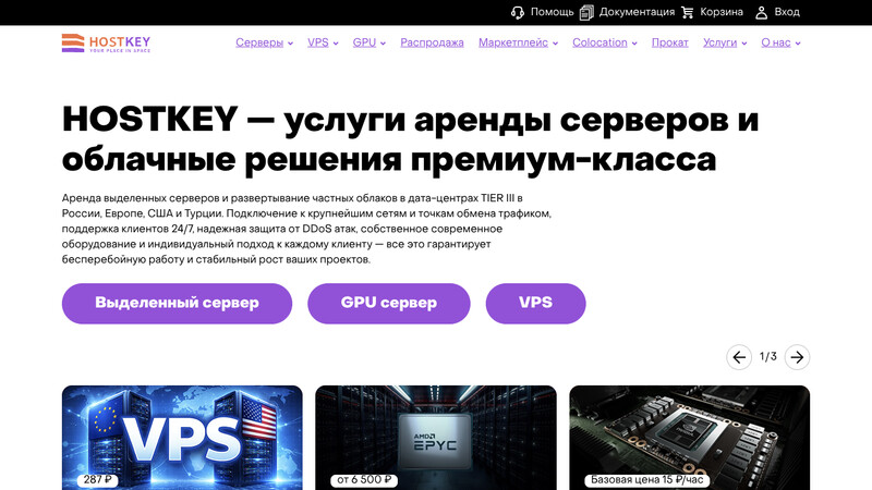 Сккриншот хостера
