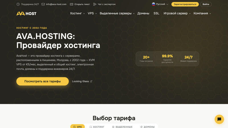 Сккриншот хостера