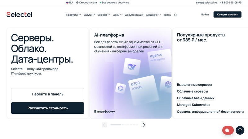 Сккриншот хостера
